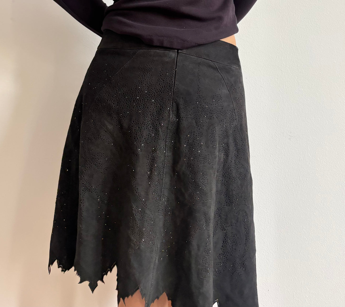 Vintage Roberto Cavalli sequined suede skirt