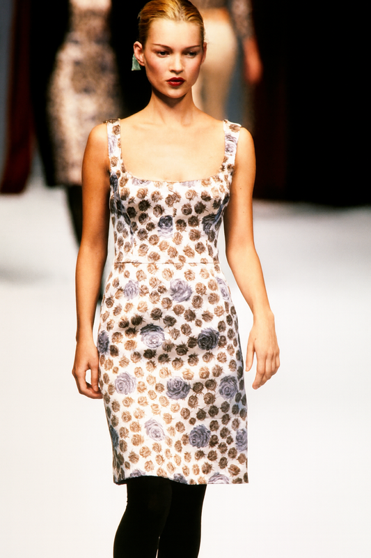 FW1996 Dolce & Gabbana Silk Runway Dress Modeled by Kate Moss