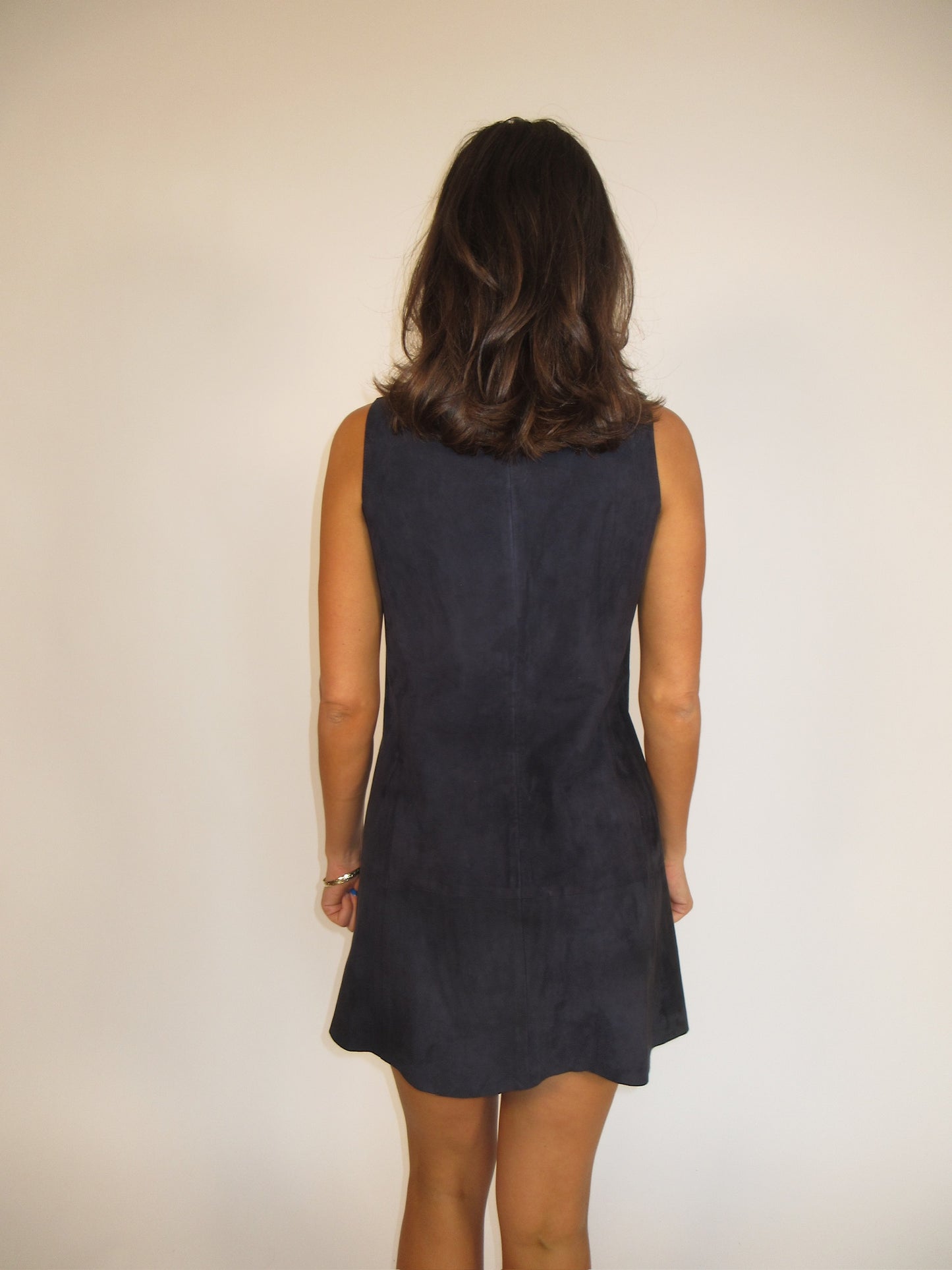 Vintage Balenciaga navy blue suede dress