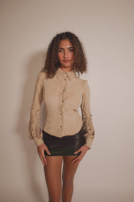 FW1999 Roberto Cavalli suede top