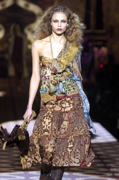 FW2004 Roberto Cavalli Patchwork silk dress