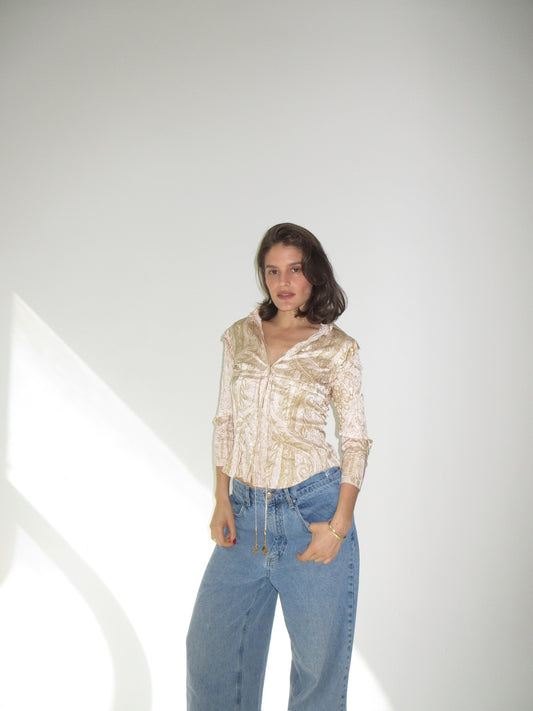 SS2004 Roberto Cavalli silk cinched top