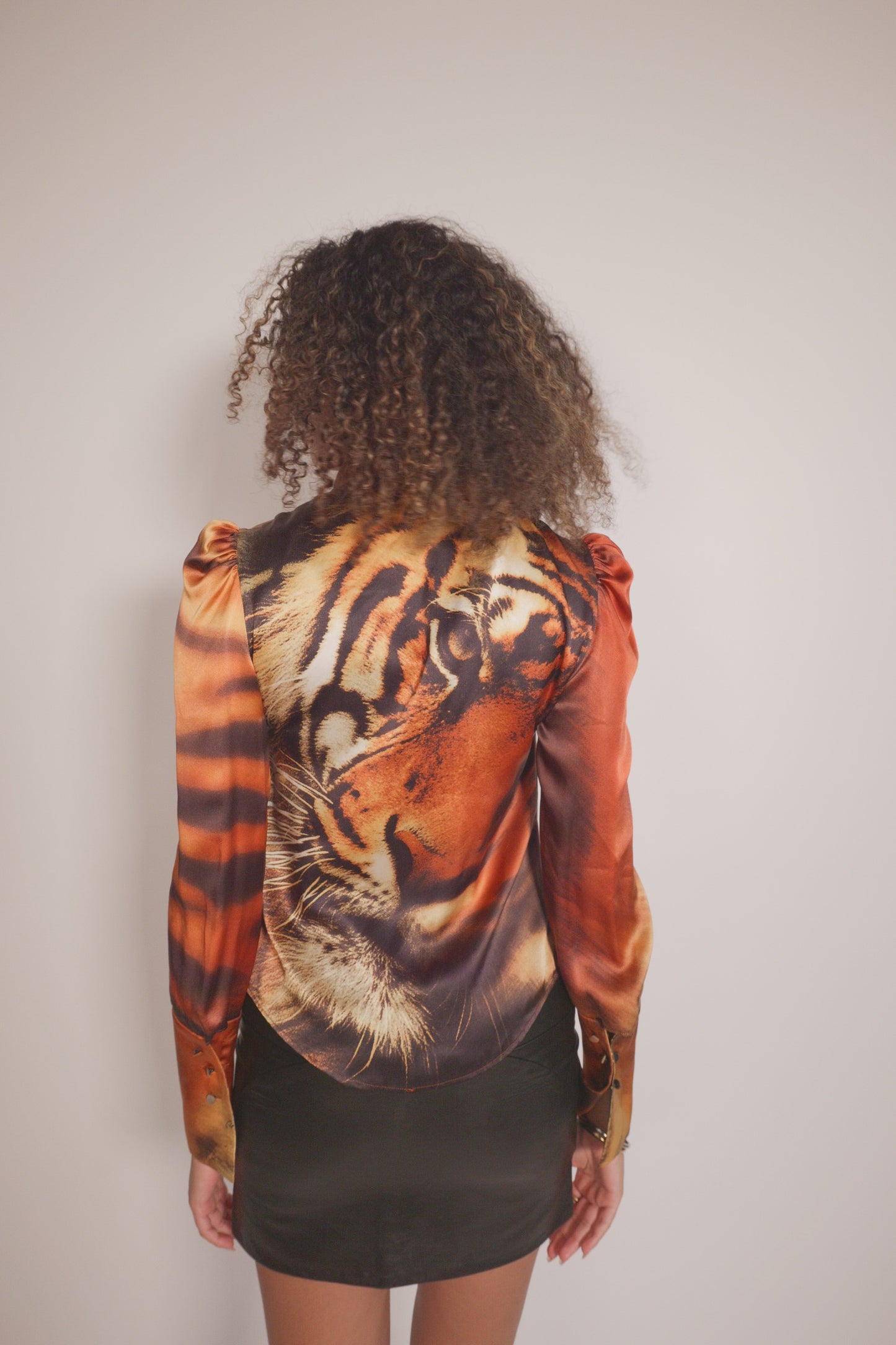 FW2000 Roberto Cavalli iconic tiger print silk top