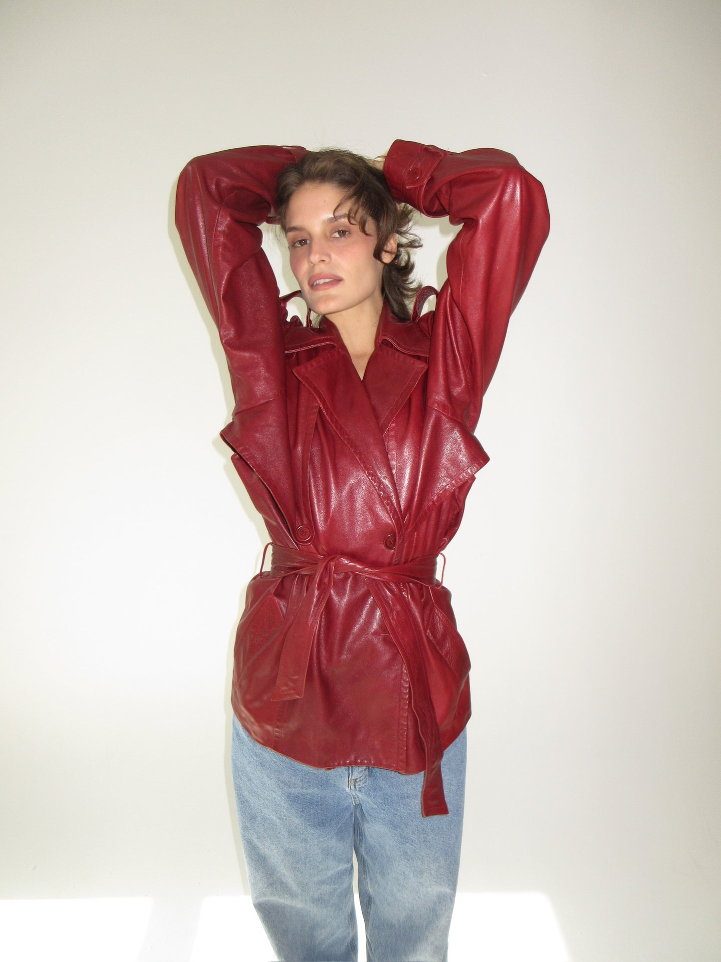 Vintage Plein sud belted leather jacket