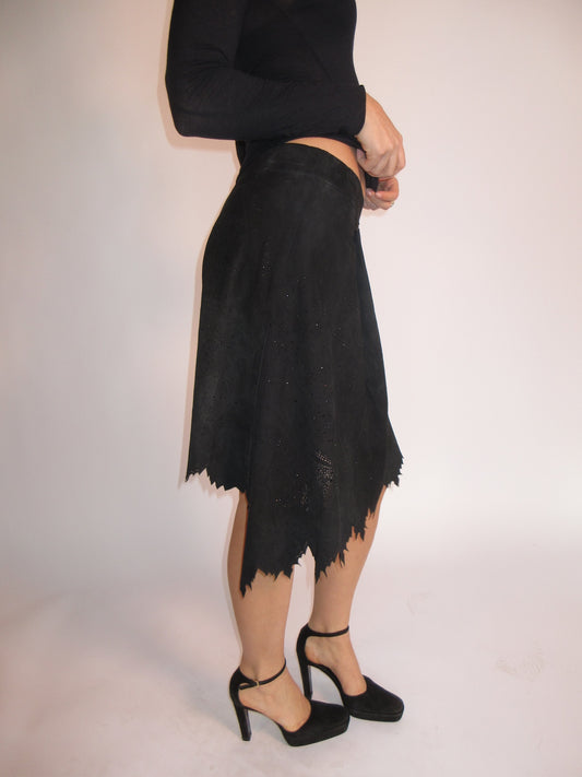 Vintage Roberto Cavalli sequined suede skirt