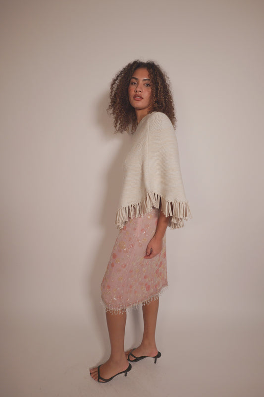 Chloe Wool Fringe Poncho