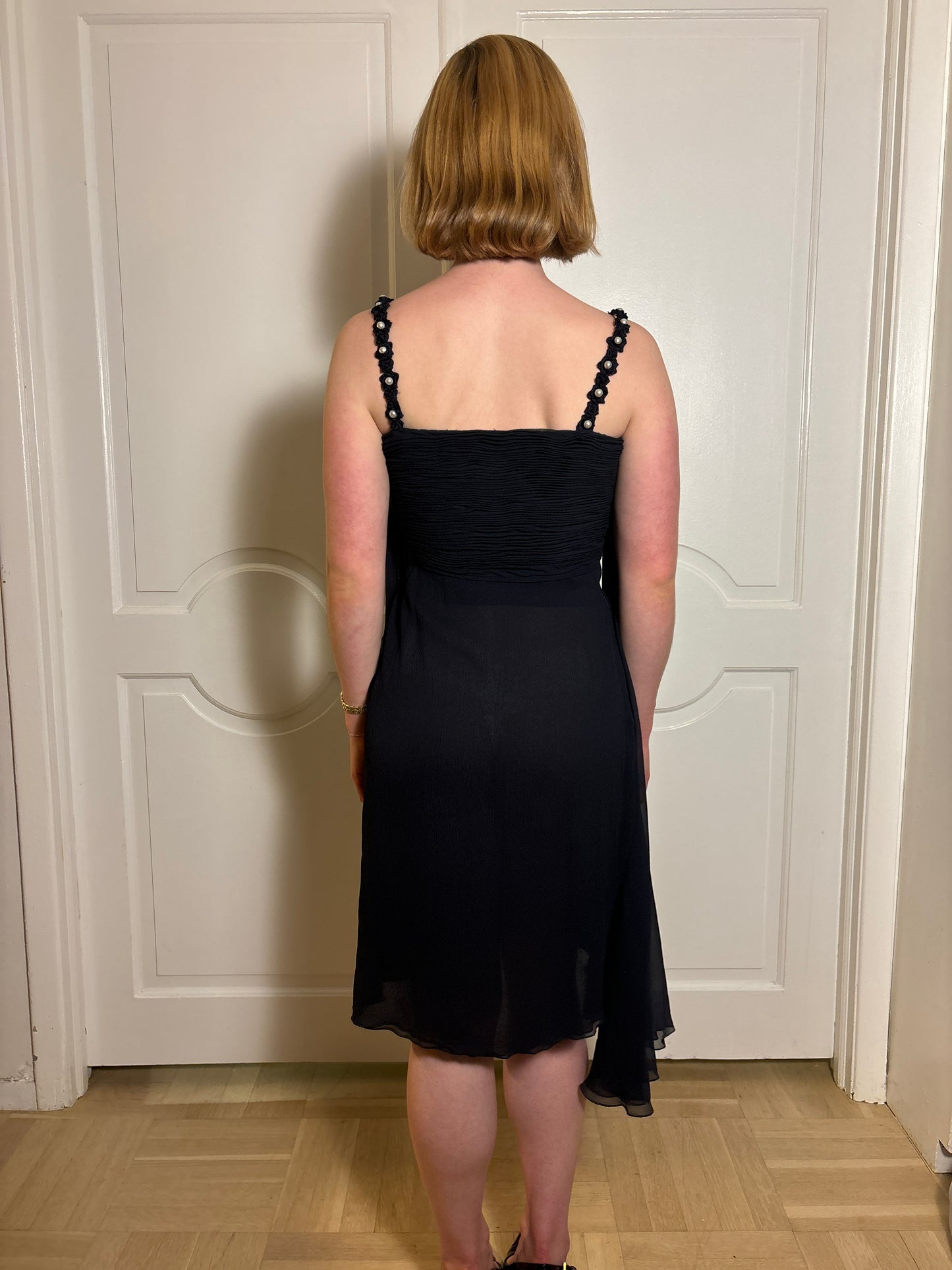 SS1995 Valentino dress with pearl detailing on the shoulders