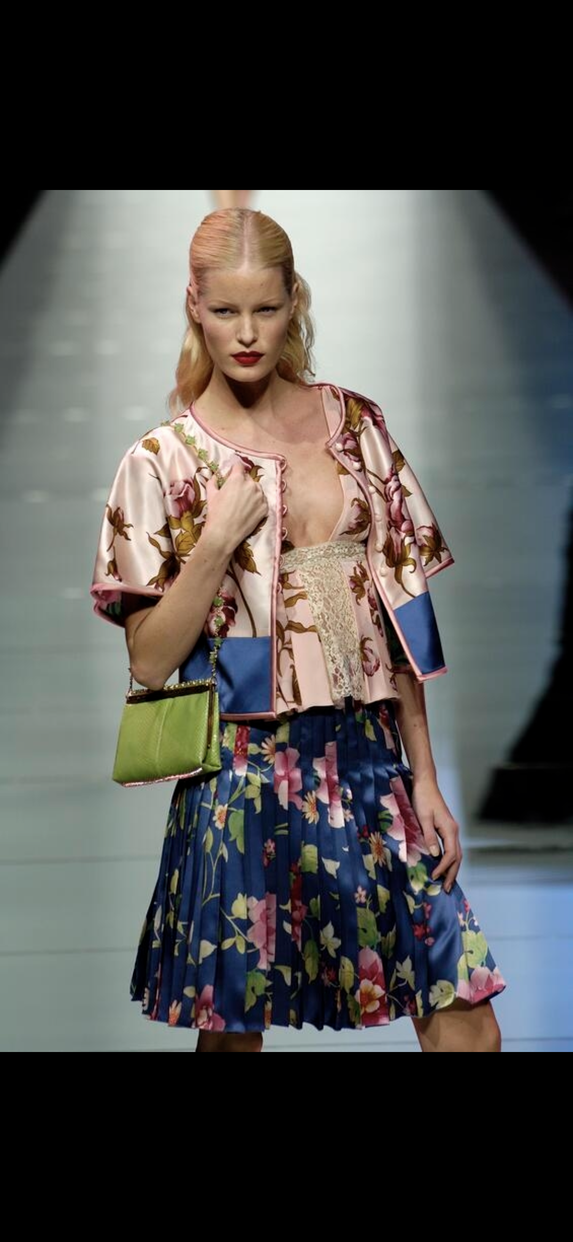 SS2006 Valentino silk and lace top