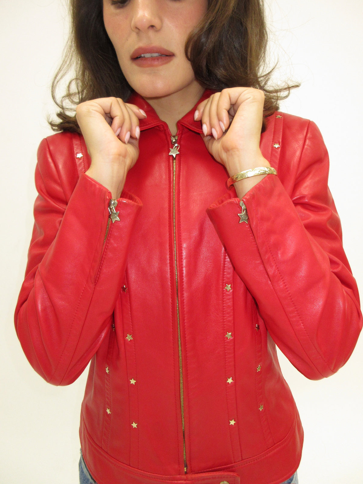Vintage Escada red leather jacket