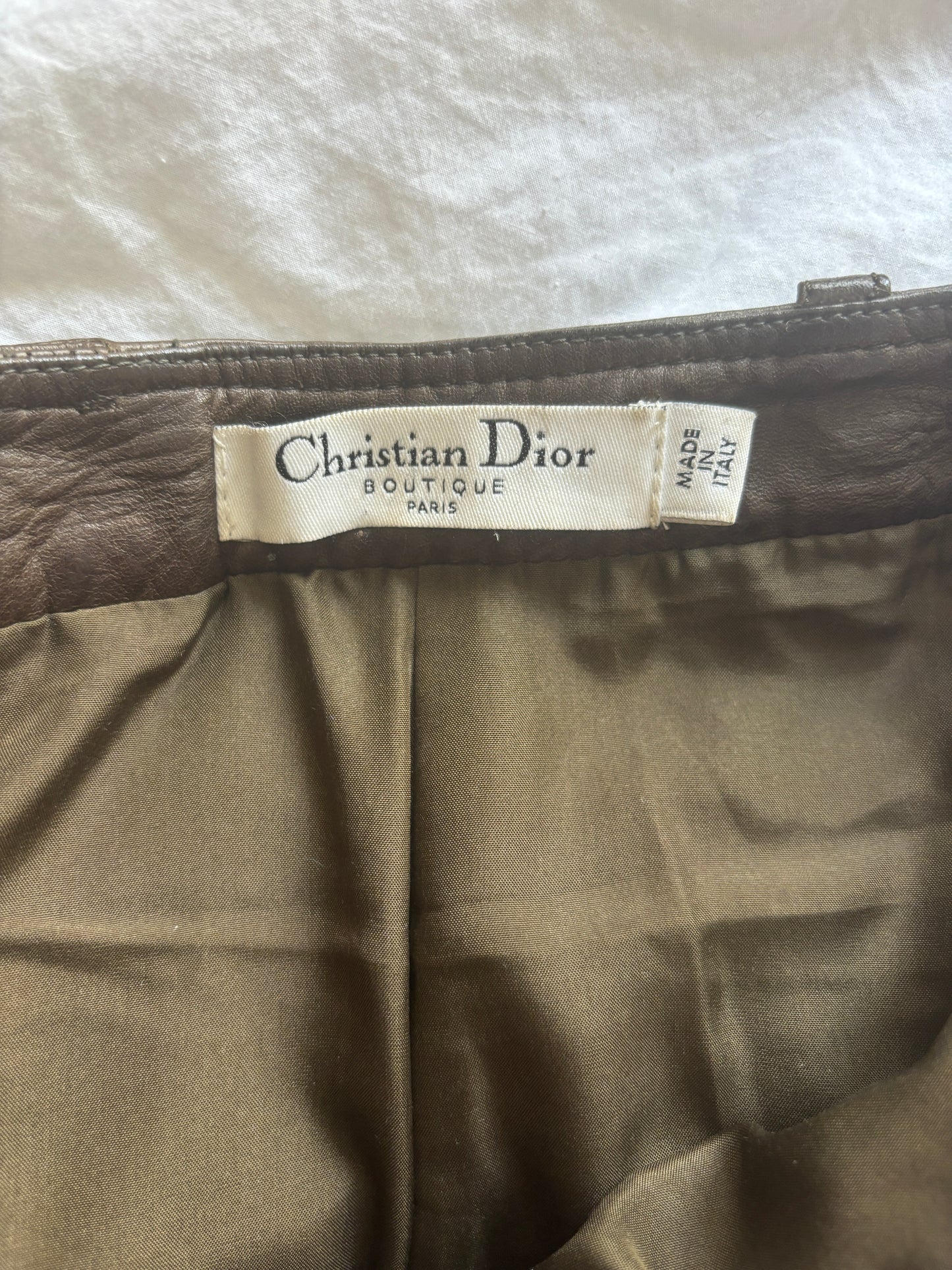 Christian Dior Wool & Leather Mini Skirt