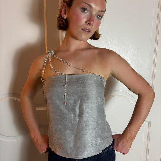 Stunning SS1999 runway beaded Emporio Armani one shoulder top