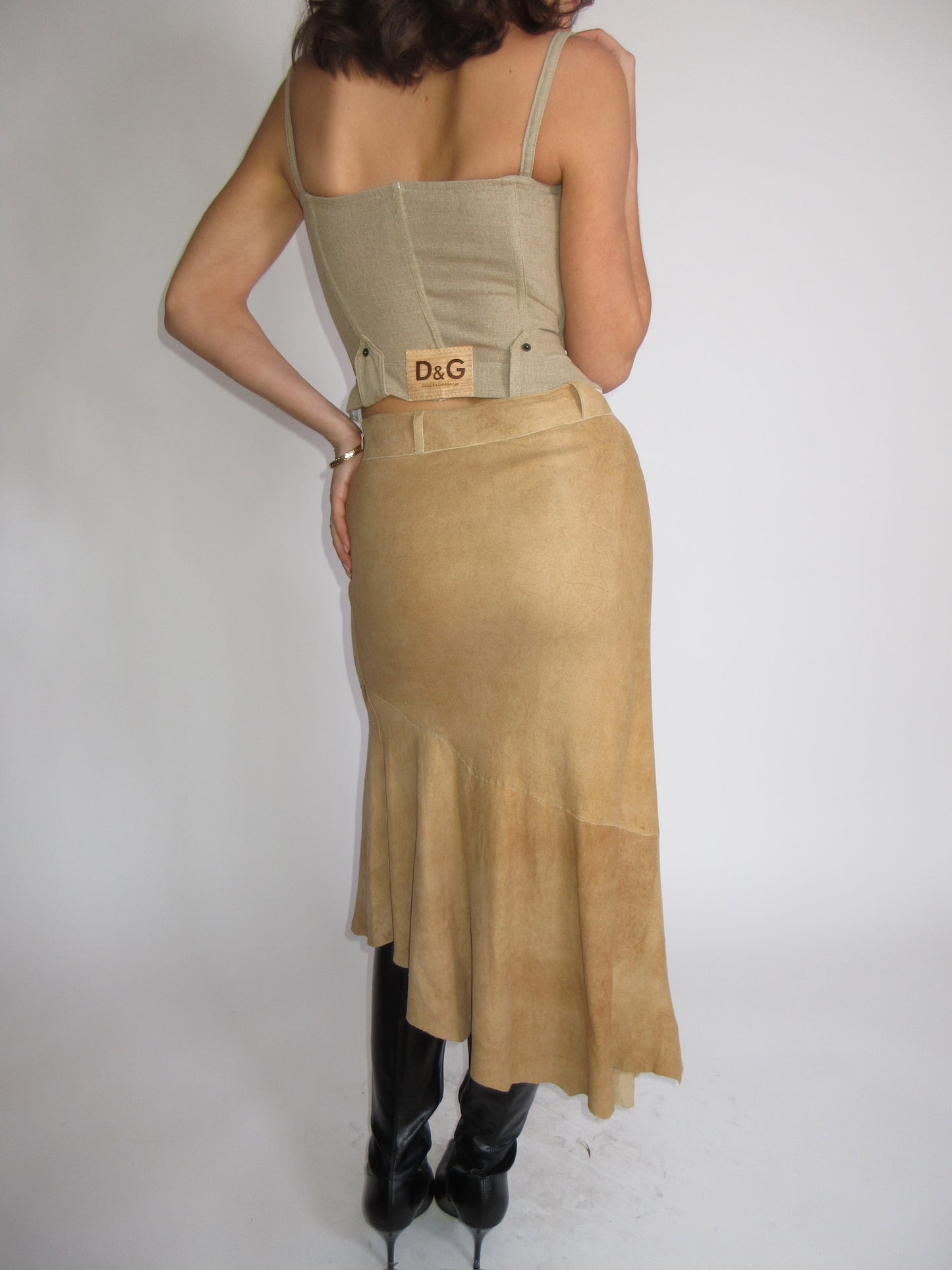Roberto Cavalli Suede Midi Midi Skirt