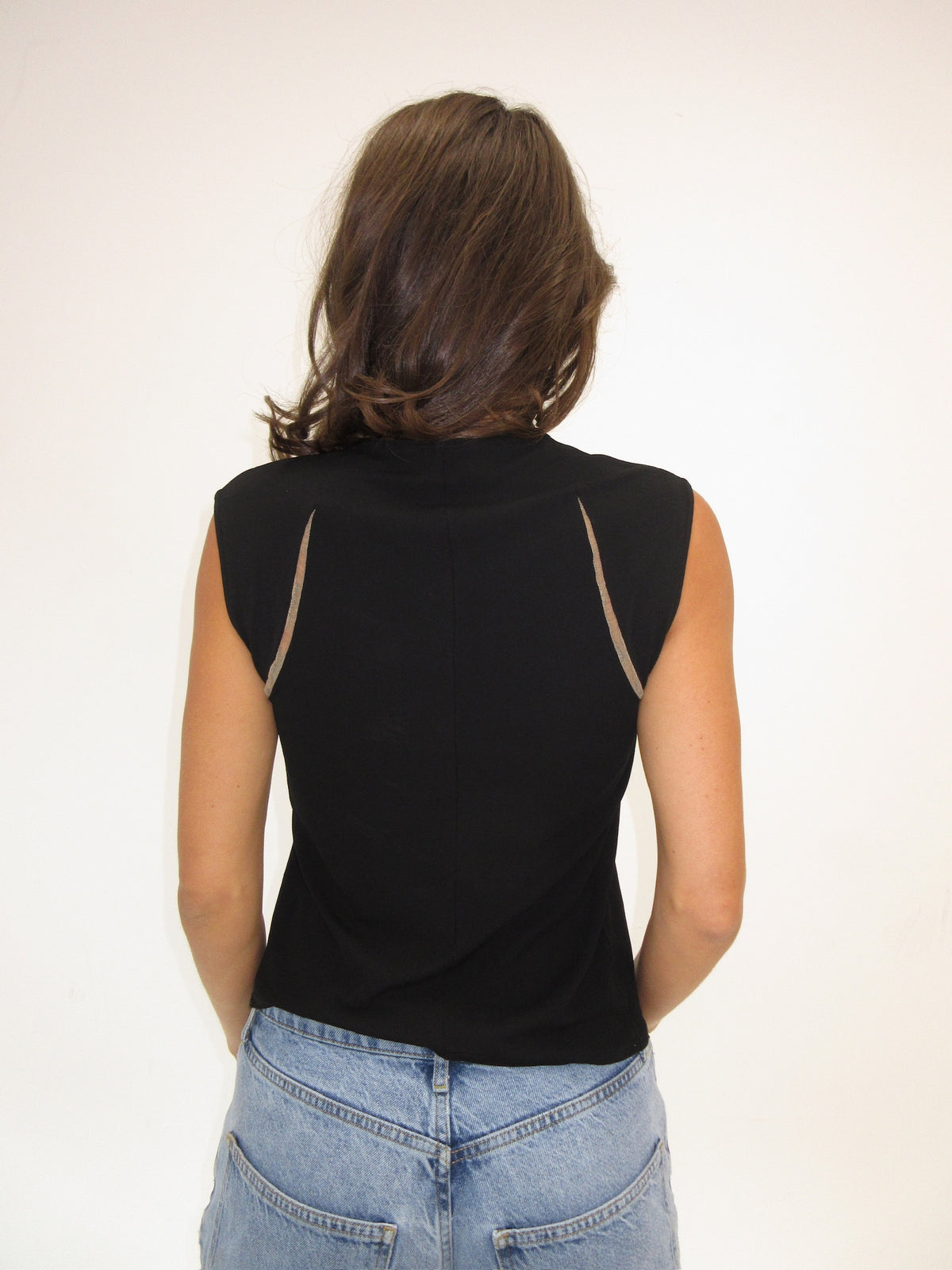 Gianni Versace Black V-neck Tank top with mesh