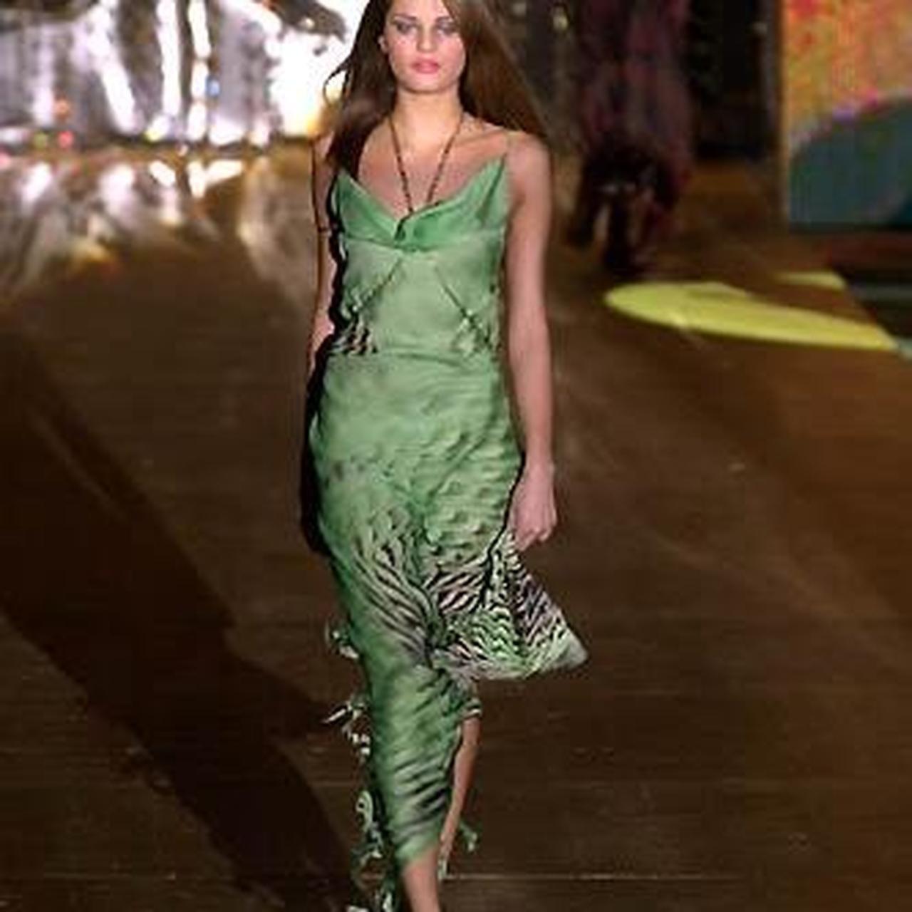 Gorgeous SS 2001 Roberto Cavalli Silk Green Dress