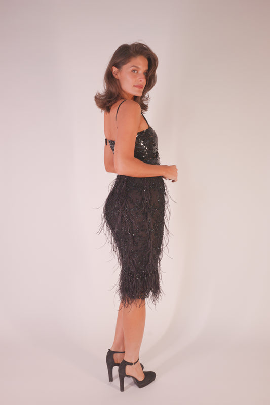 FW2001 Valentino Ostrich feather dress