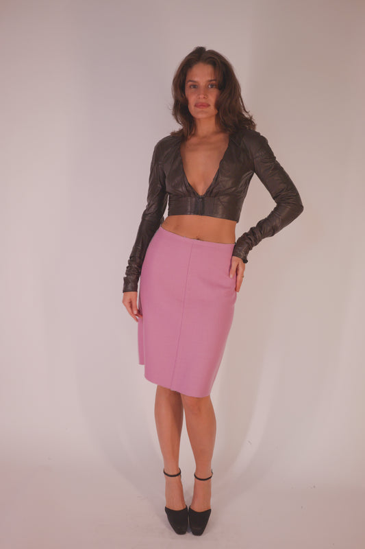 Prada FW 2003 Pink High Waisted Midi Skirt