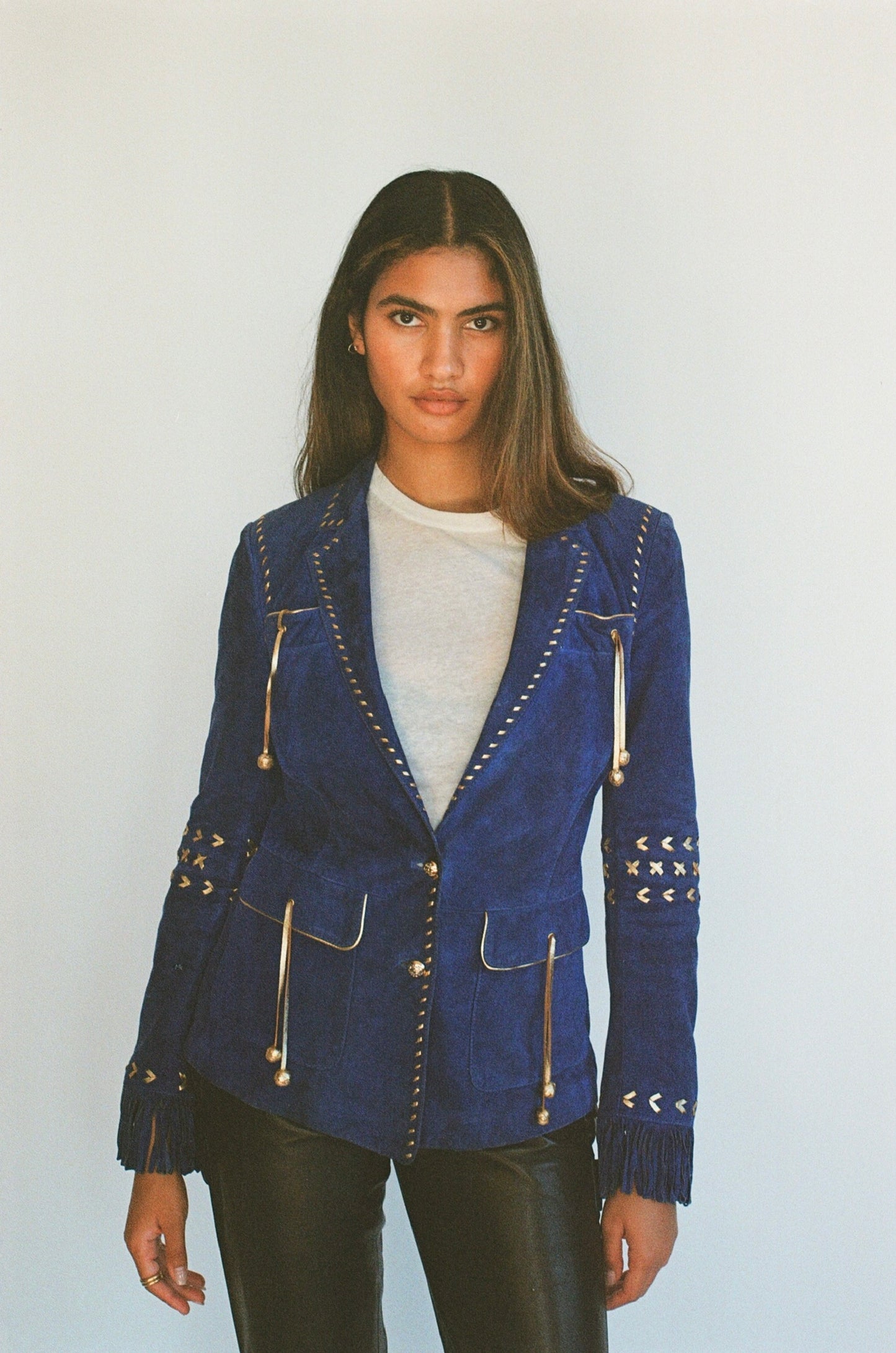 Roberto Cavalli 2007 blue suede jacket