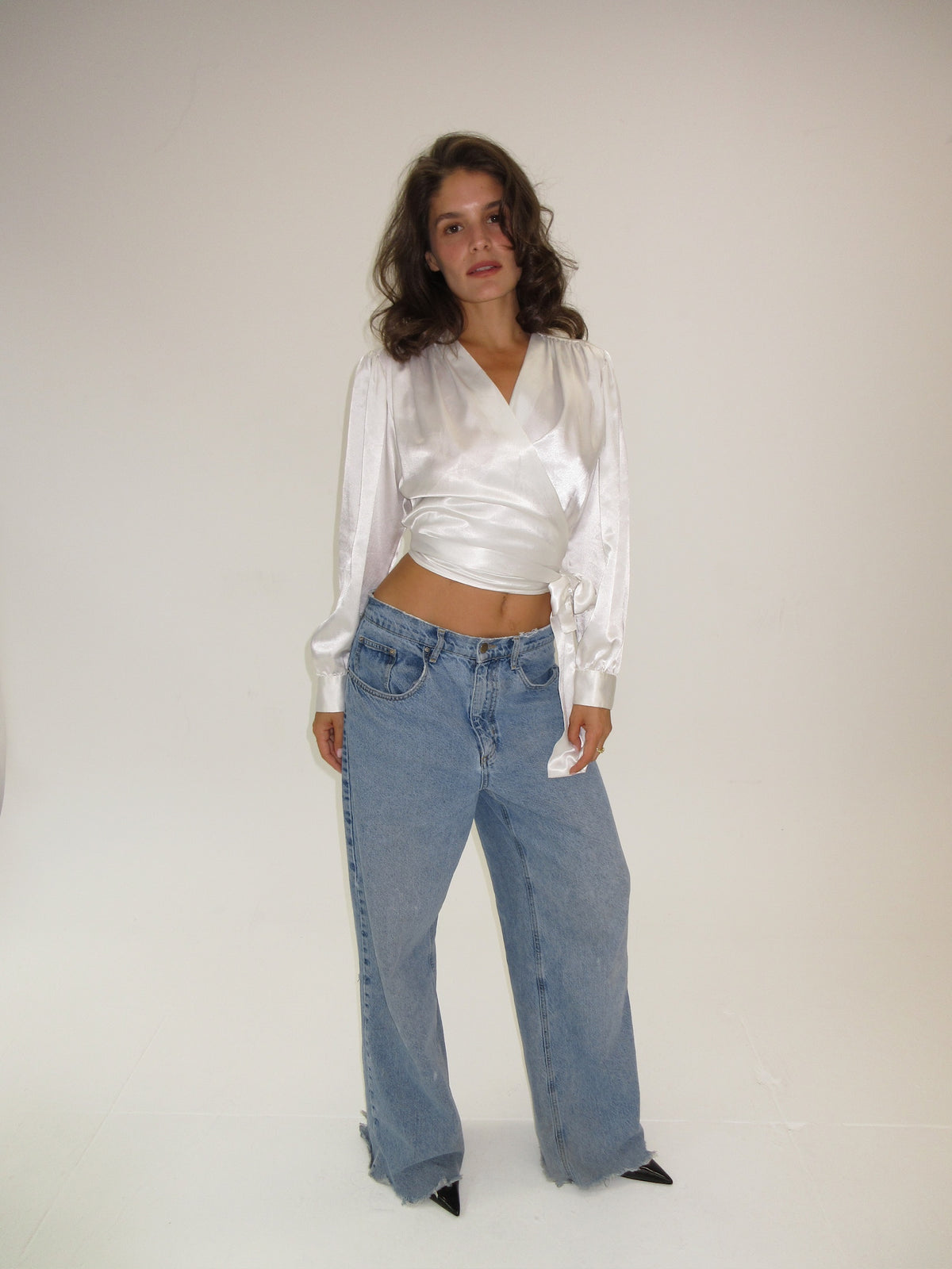 Vintage YSL Satin Wrap Top