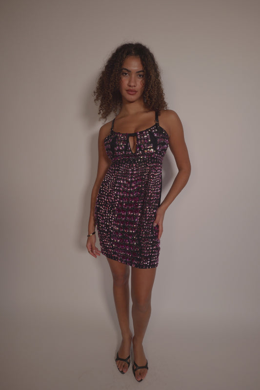 Fall 2012 Roberto Cavalli beaded sequined leather harness dress