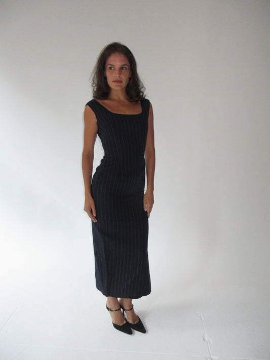90s Dolce & Gabbana pinstripe dress with side slit
