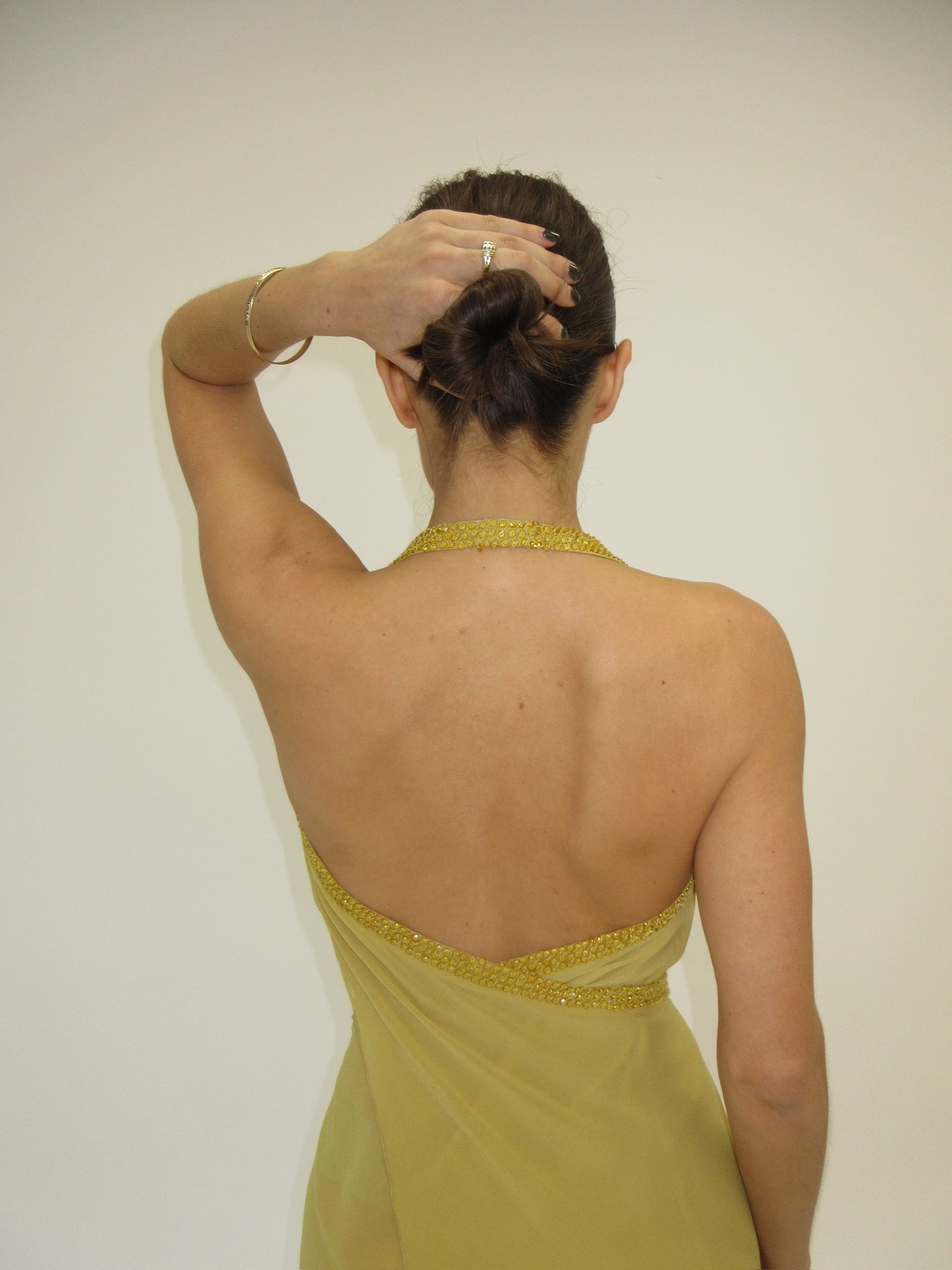 Alberta Ferretti Silk & Beaded Halter Dress