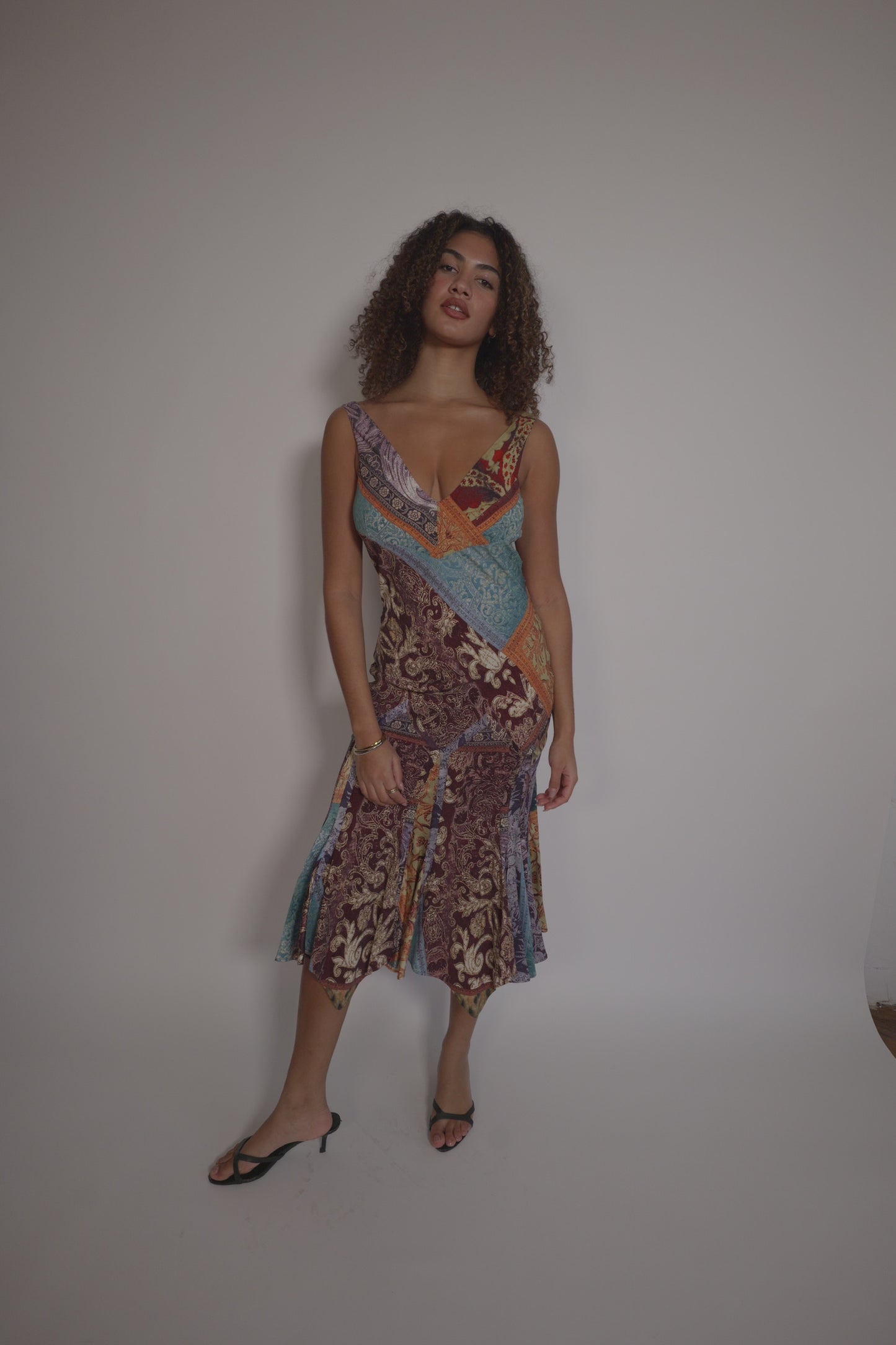 FW2004 Roberto Cavalli Patchwork silk dress