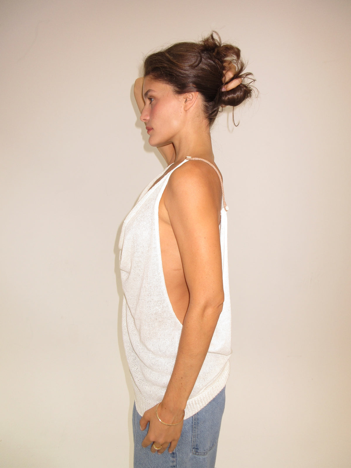 Brunello Cucinelli Knit & Sequin Tank Top with Leather straps