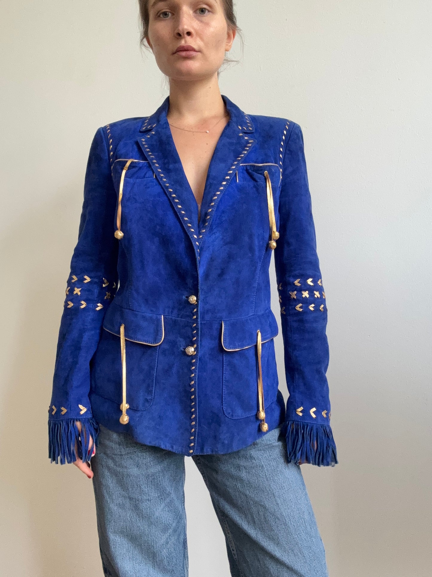 Roberto Cavalli 2007 blue suede jacket