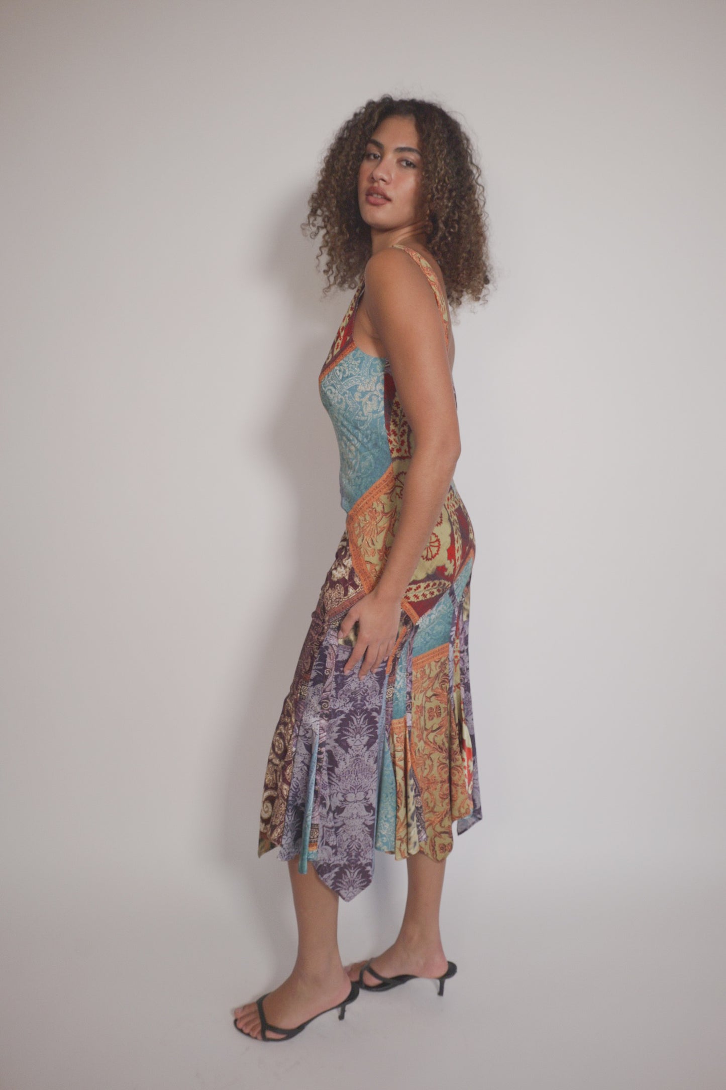 FW2004 Roberto Cavalli Patchwork silk dress