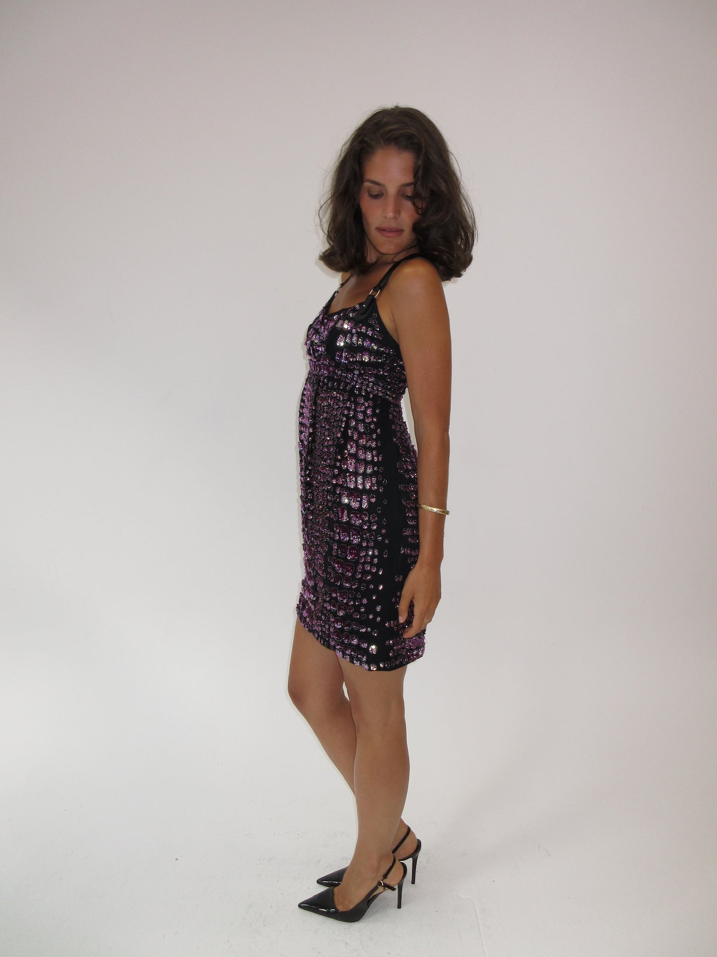 Fall 2012 Roberto Cavalli beaded sequined leather harness dress