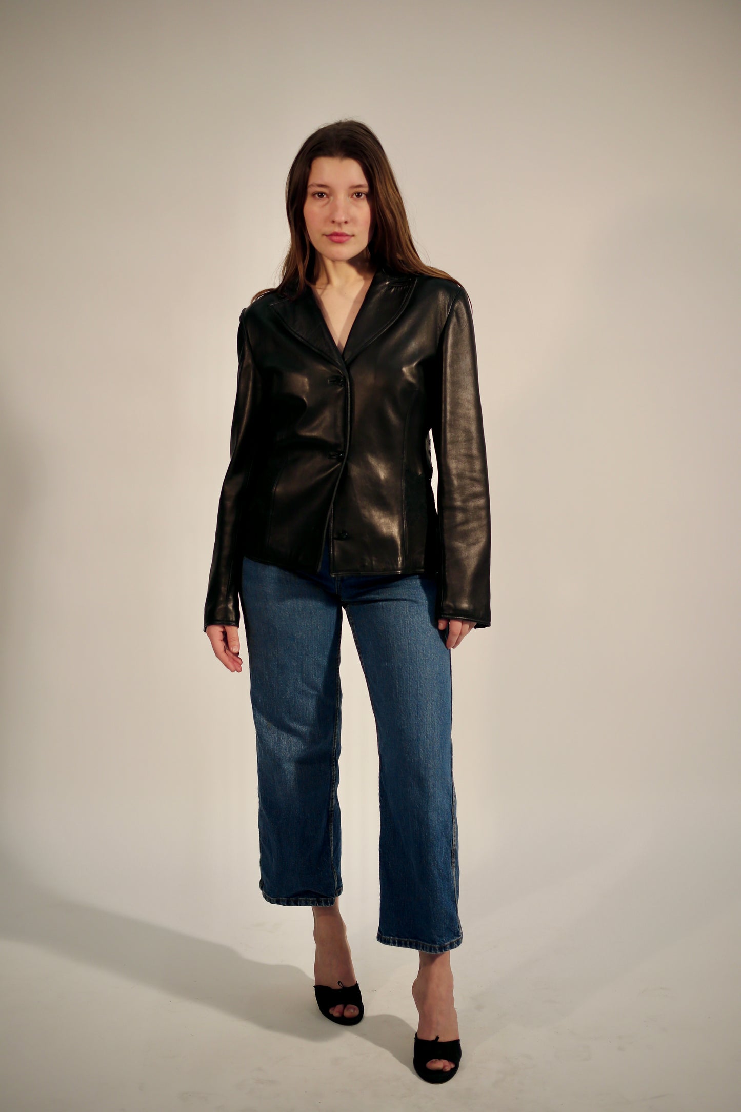 Vintage Versace lace leather jacket