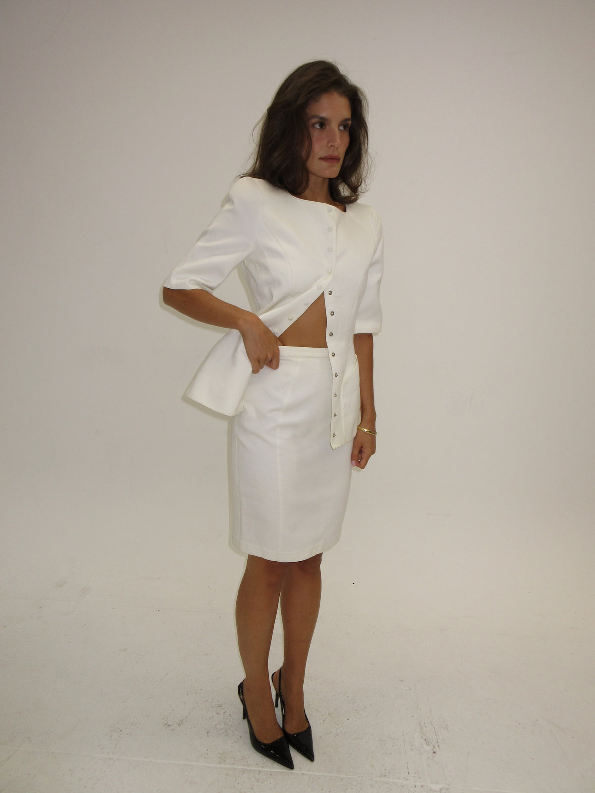 Vintage white Mugler skirt suit