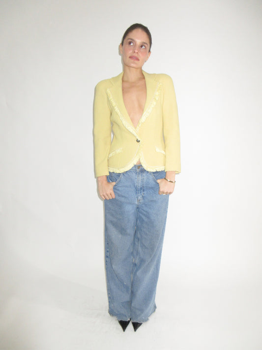 Archival 1997 Christian Dior by John Galliano Pin up Yellow Wool Jacket with silk lining