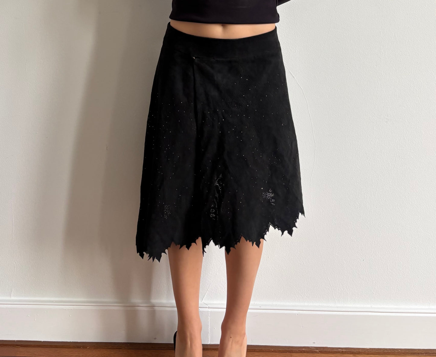 Vintage Roberto Cavalli sequined suede skirt