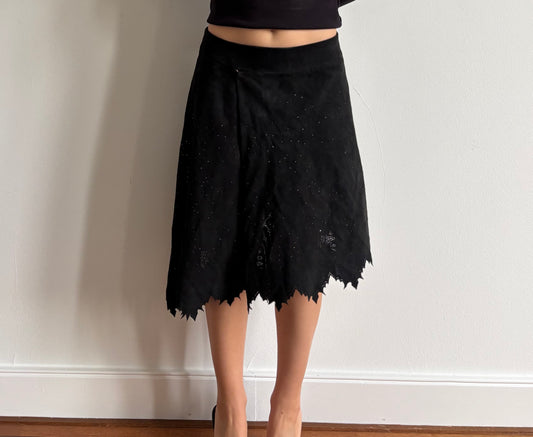 Vintage Roberto Cavalli sequined suede skirt