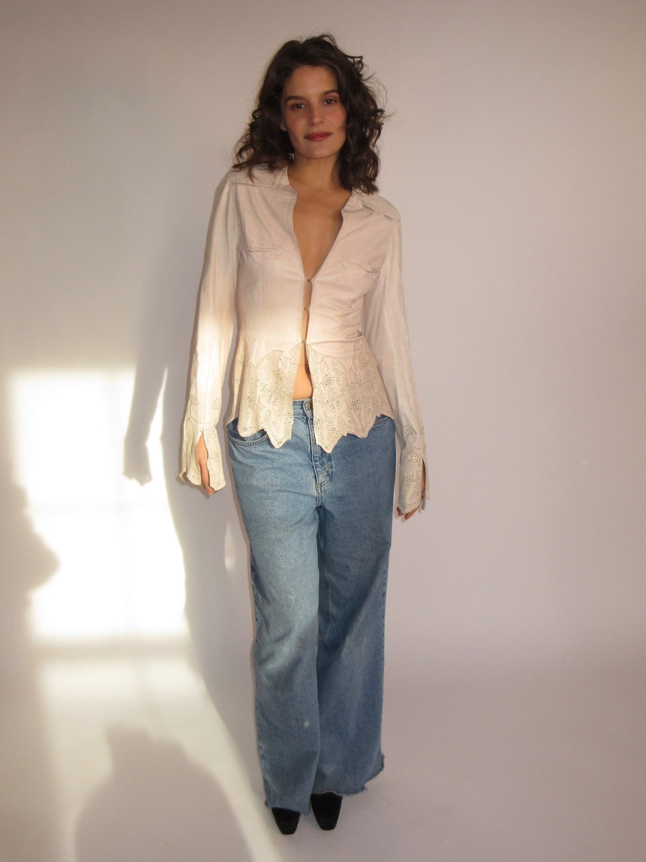 FW2001 Roberto Cavalli laser cut leather jacket shirt