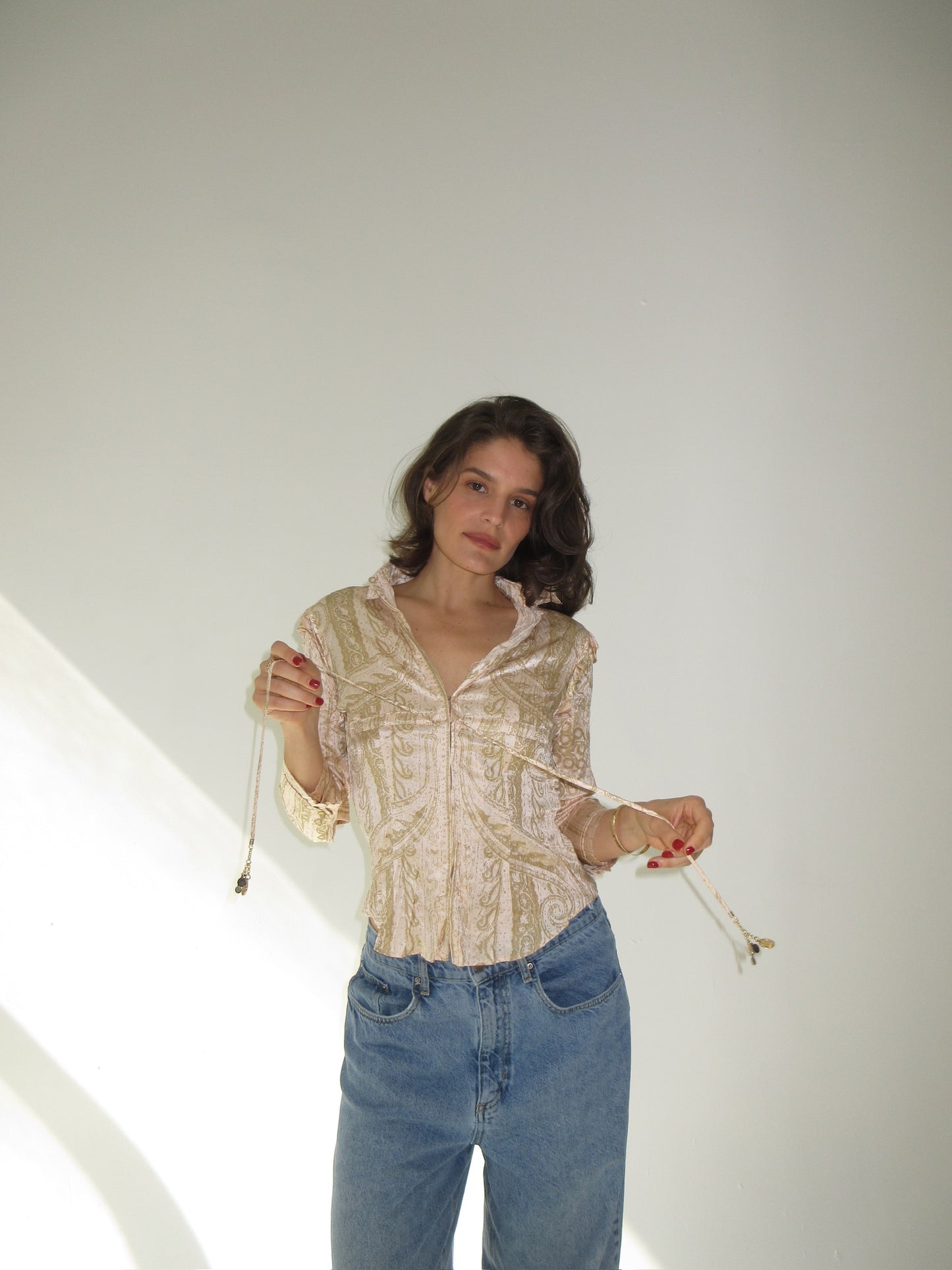 SS2004 Roberto Cavalli silk cinched top