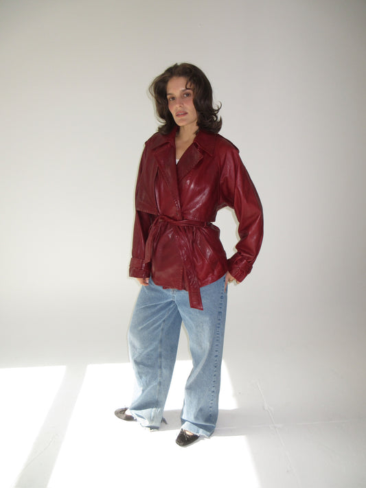 Vintage Plein sud belted leather jacket