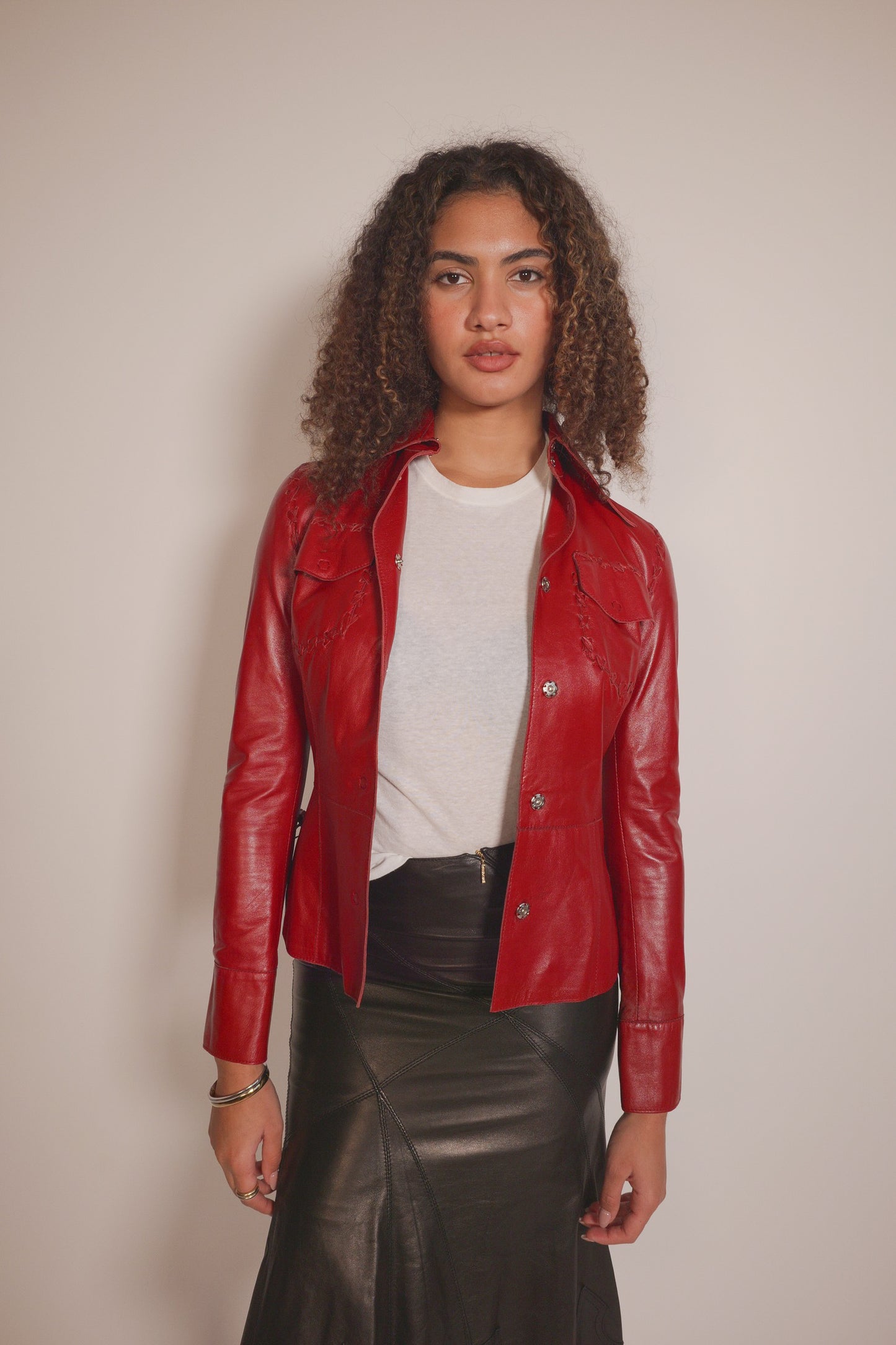 Burgundy Dolce & Gabbana Leather Jacket With Lace Up details