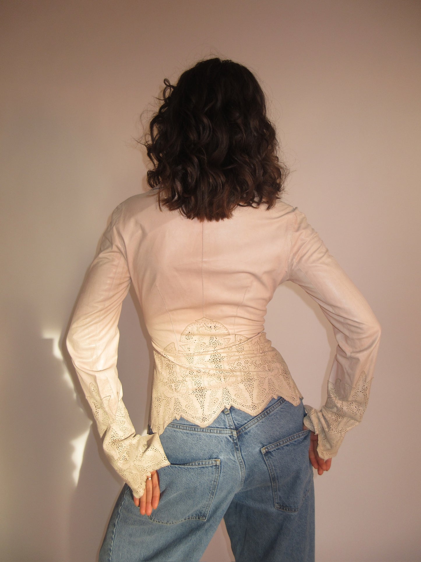 FW2001 Roberto Cavalli laser cut leather jacket shirt