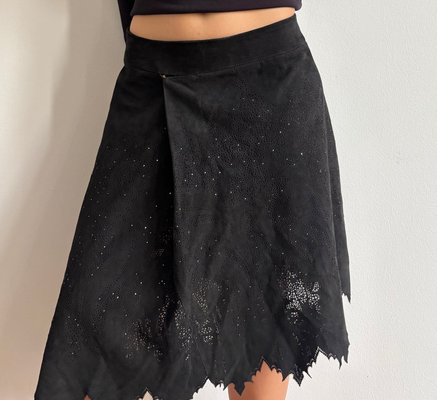Vintage Roberto Cavalli sequined suede skirt