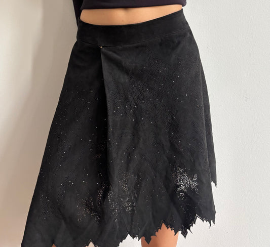 Vintage Roberto Cavalli sequined suede skirt