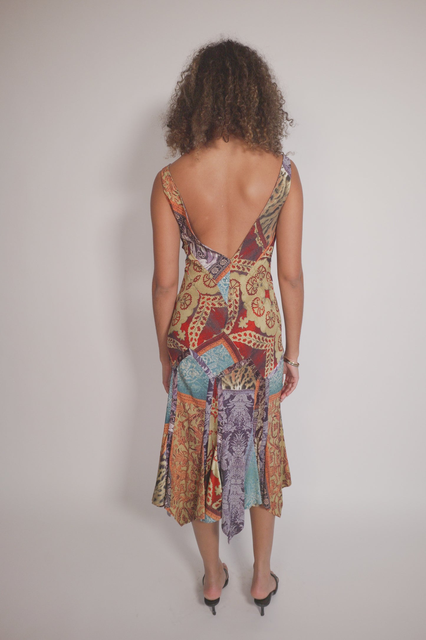 FW2004 Roberto Cavalli Patchwork silk dress