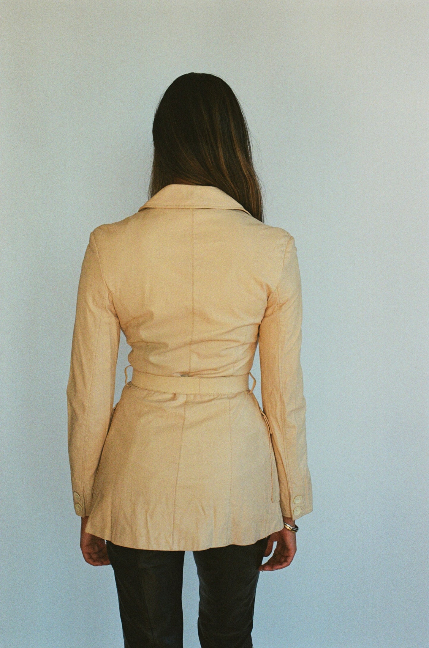 beige/yellow vintage Roberto Cavalli leather jacket