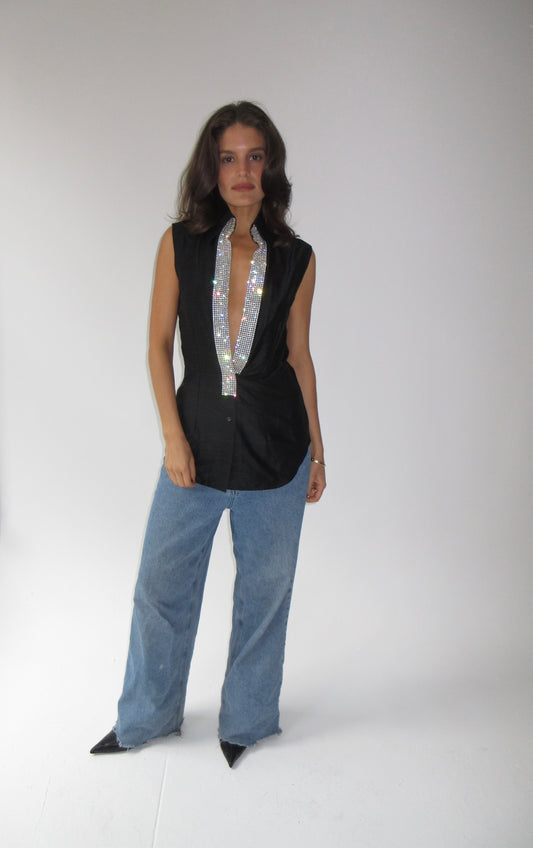 SS2000 Dolce & Gabbana silk top with crystals
