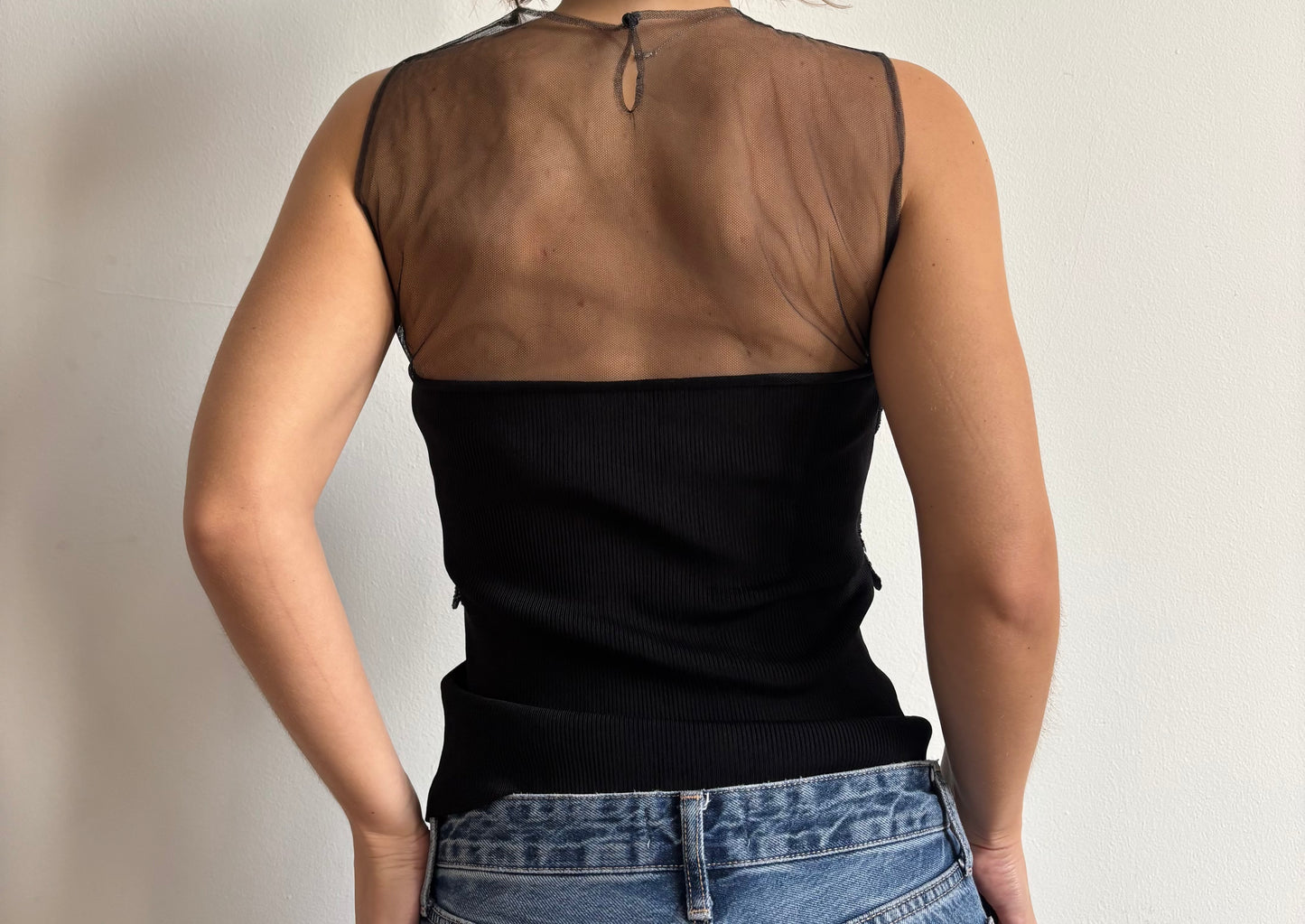 FW2001 Valentino beaded mesh top