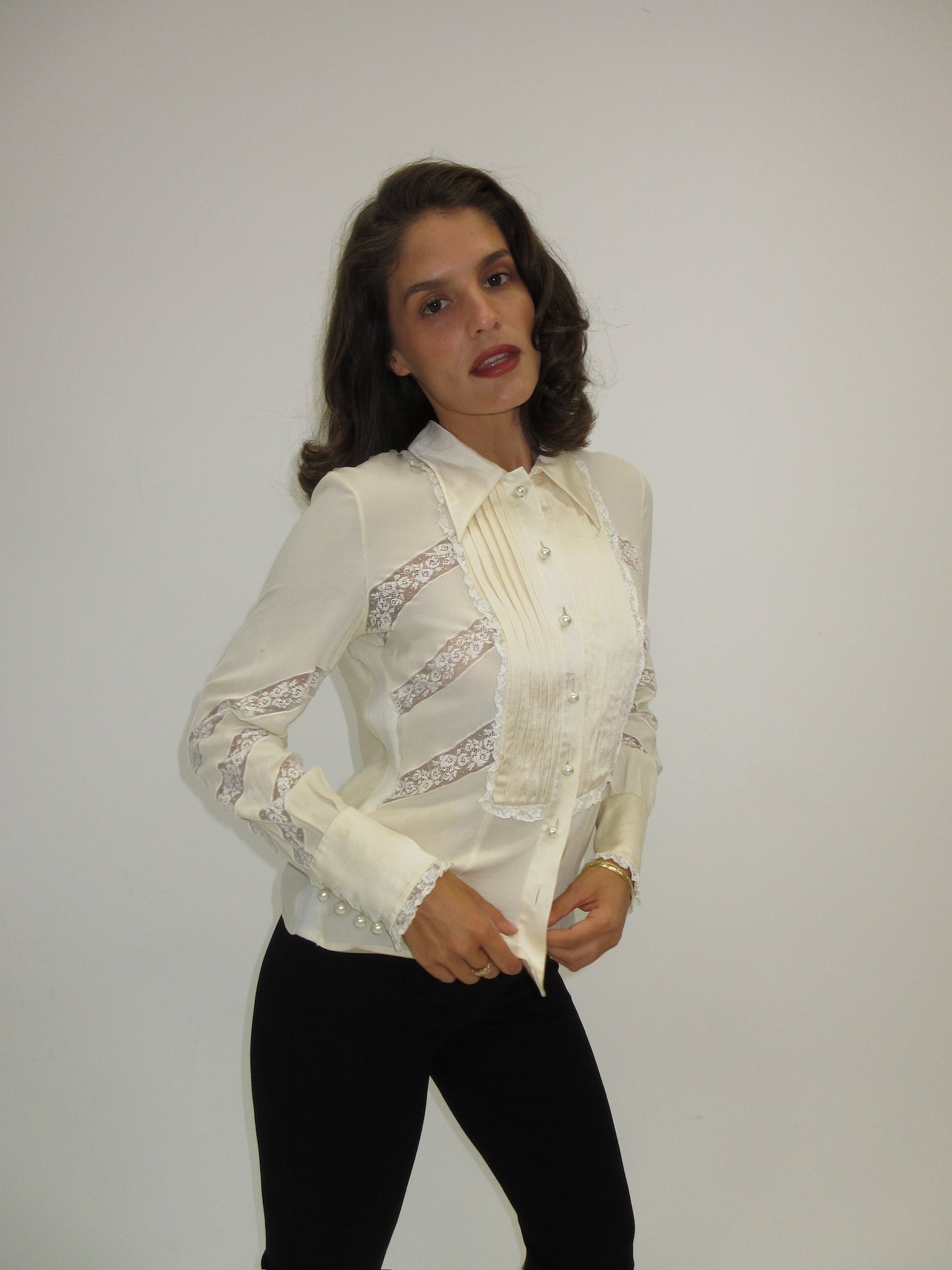 Vintage Valentino Boutique silk and lace top