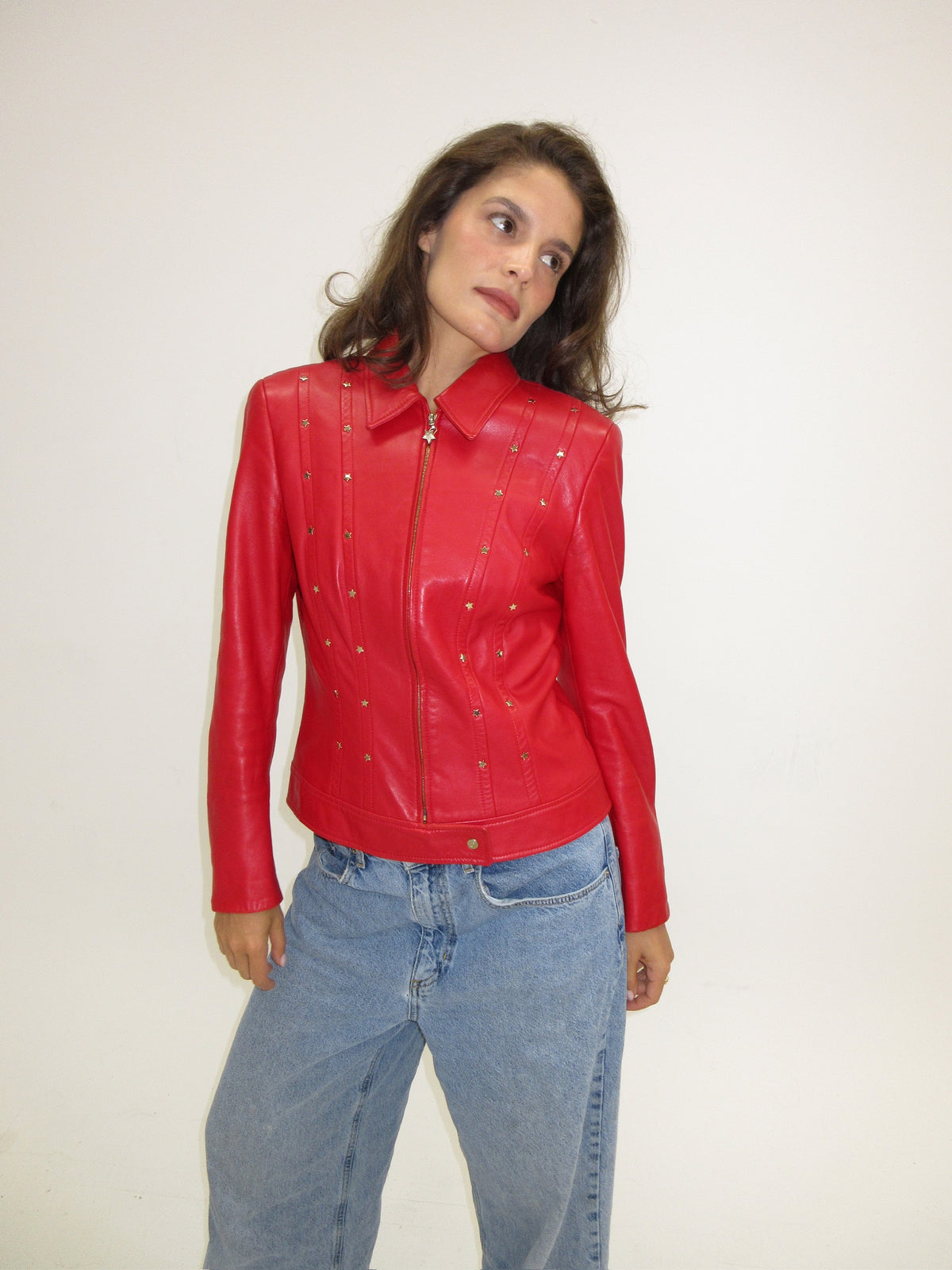 Vintage Escada red leather jacket