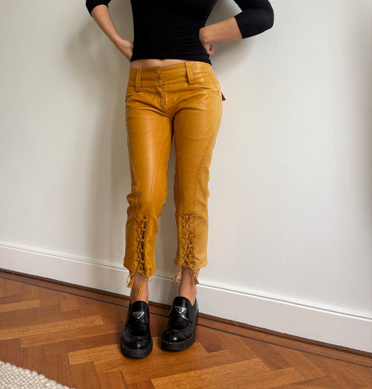 Stunning vintage Roberto Cavalli leather lace up pants