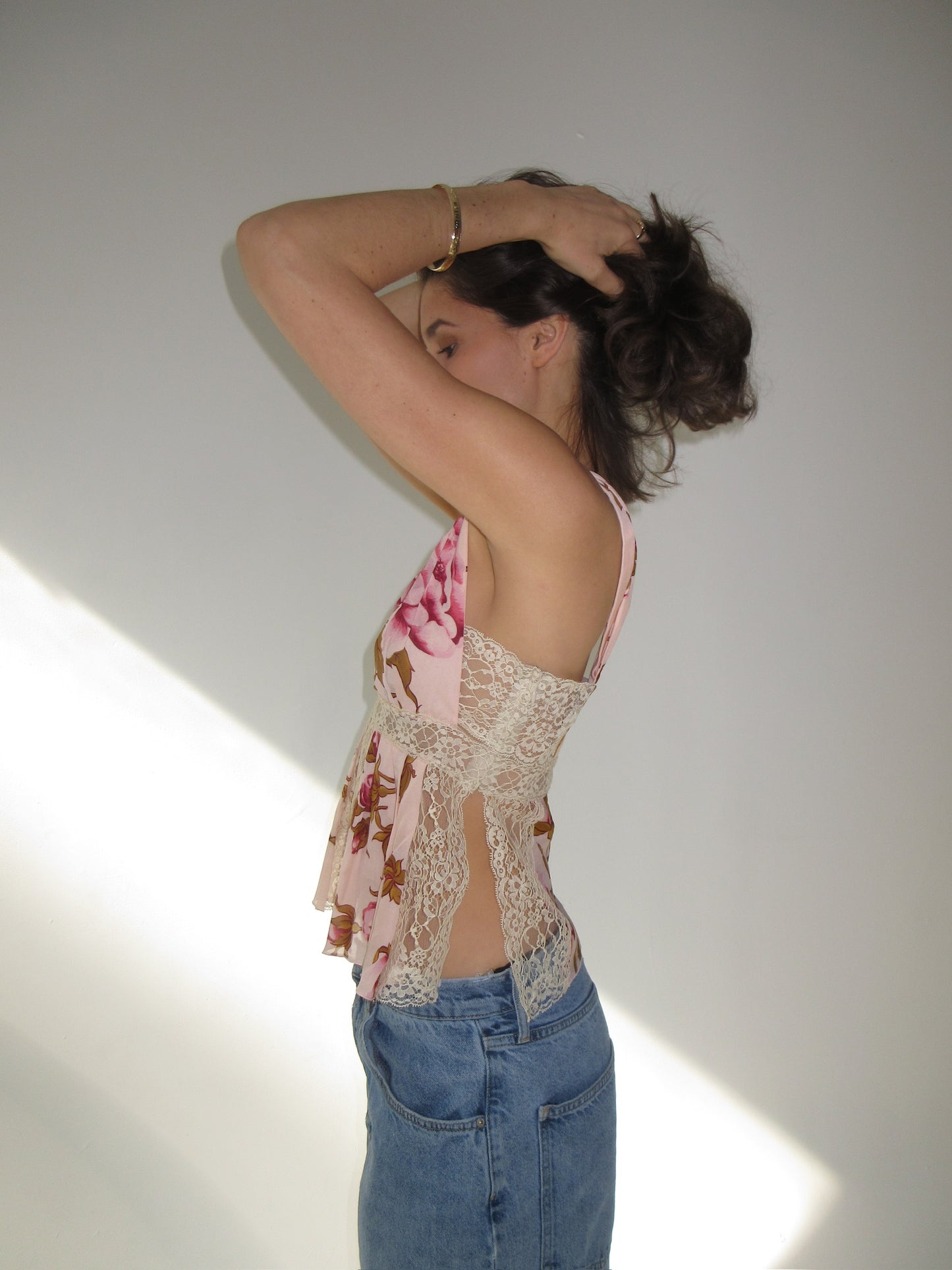 SS2006 Valentino silk and lace top